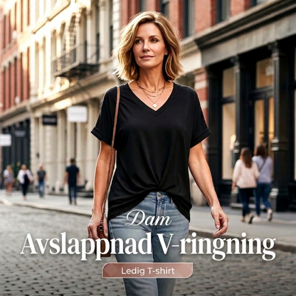 👚 50% RABATT NU!🌿 Dam Casual V-ringad Topp – Mjuk Bomull & Lös Passform – Andningsbar Vardaglig Chic Blus ☁️