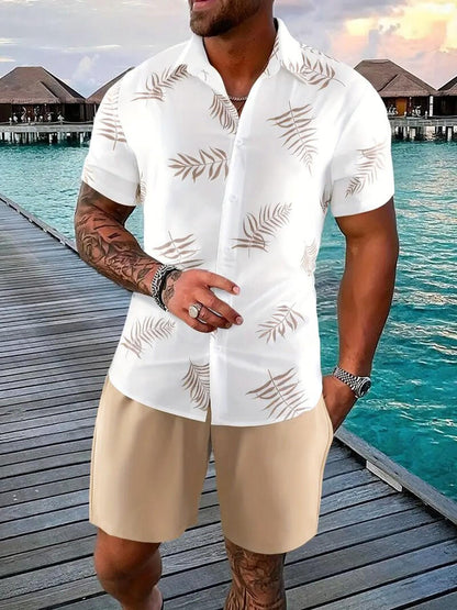 🔥 Endast så länge lagret räcker – 50% rabatt! 🎉 Herr avslappnat konstdenim-tryckt t-shirt & shorts-set