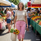 👖🌸【Limiterad serie – 45% rabatt】 Rutiga capribyxor i bomull-linne med dragsko