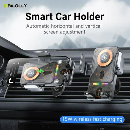 🚗50% RABATT NU! 📱 2-i-1-telefonhållare och trådlös laddare för bilen – 360° rotation, starkt grepp och snabb laddning 🔋