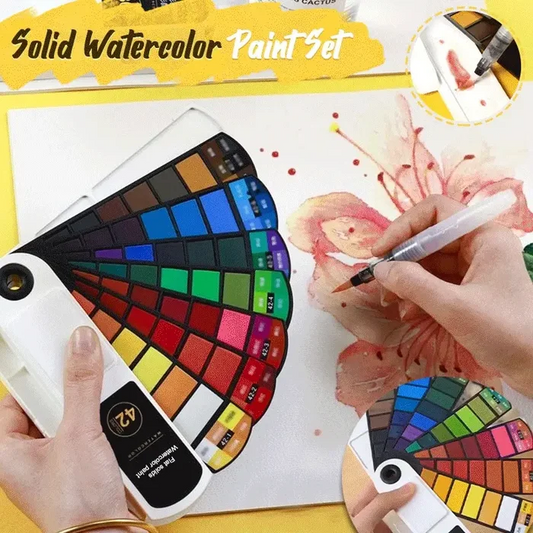 🎨Solid Watercolor Paint Set With Water Brush Pen Sponge