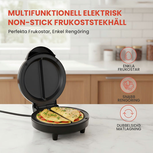 🍳 50% RABATT! 🔥 Multifunktionell elektrisk non-stick-frukostgrill – Perfekt för pannkakor, ägg & bacon – Snabb uppvärmning, lätt att rengöra – idealisk för hemmabruk & camping ⛺✨