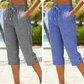 👖🌸【Limiterad serie – 45% rabatt】 Rutiga capribyxor i bomull-linne med dragsko