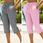 👖🌸【Limiterad serie – 45% rabatt】 Rutiga capribyxor i bomull-linne med dragsko