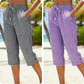 👖🌸【Limiterad serie – 45% rabatt】 Rutiga capribyxor i bomull-linne med dragsko