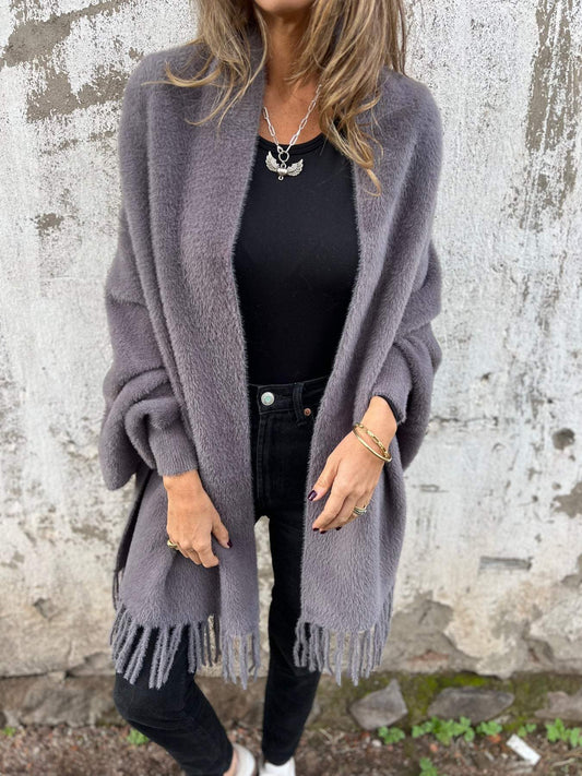 🥰Nytt rabatterat pris🥰Kvinnor Långärmad Casual Tassel Sjal Coat