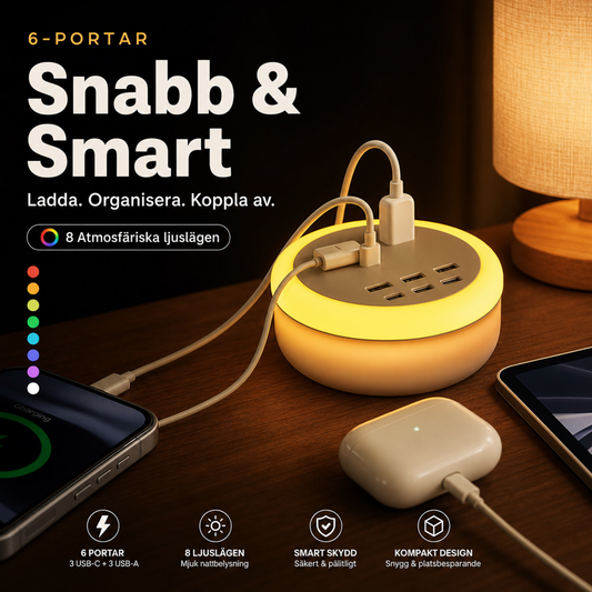 🔥 50% RABATT på utvalda produkter🎉 Bärbar Laddningsstation med 6 Portar
