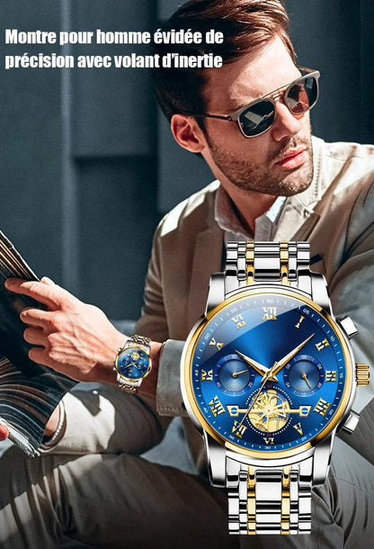 Luxury Design Dodecagon Quartz Titta på nya multifunktionella mäns armbandsur