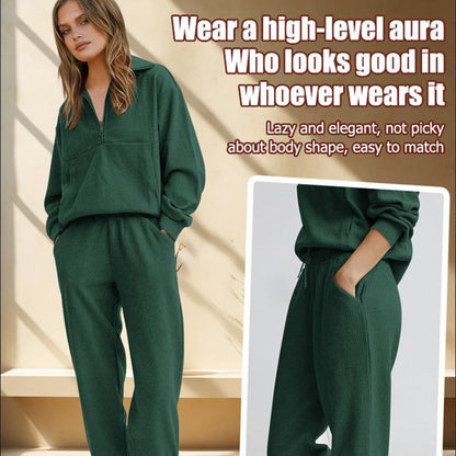 Långärmad Halvzip Sweatsuit Set🔥Köp 2 och få fri frakt