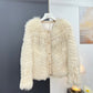🔥【Senaste stilen från Paris modevecka】Dam knapp pärla frans fluffig kort coat