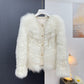 🔥【Senaste stilen från Paris modevecka】Dam knapp pärla frans fluffig kort coat