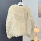 🔥【Senaste stilen från Paris modevecka】Dam knapp pärla frans fluffig kort coat