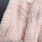 🔥【Senaste stilen från Paris modevecka】Dam knapp pärla frans fluffig kort coat
