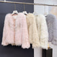 🔥【Senaste stilen från Paris modevecka】Dam knapp pärla frans fluffig kort coat
