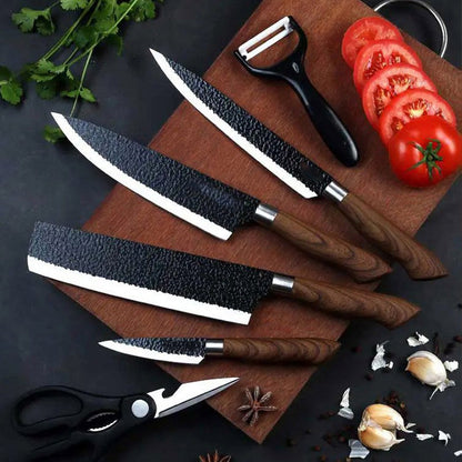 【📦 Limiterad 50 % rabatt】🔪🔥 Professionellt köksknivset i rostfritt stål – 6 delar, vass & hållbar