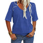✨👕Enfärgad V-ringad T-shirt för dam