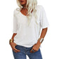 ✨👕Enfärgad V-ringad T-shirt för dam
