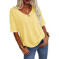 ✨👕Enfärgad V-ringad T-shirt för dam