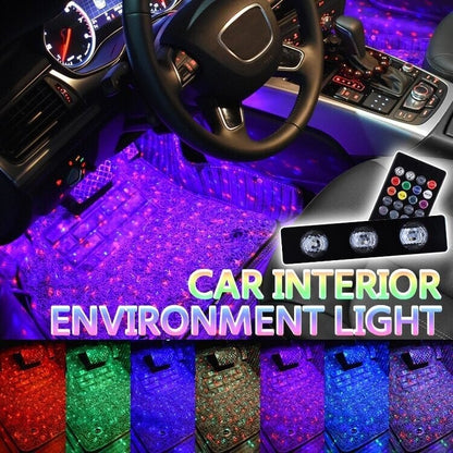 🚗 50 % RABATT NU! ✨ 4-delars LED-bilinredningslampa med röststyrning & fjärrkontroll – 7 färger för fotutrymme och baksäte 🌈