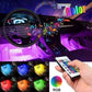 🚗 50 % RABATT NU! ✨ 4-delars LED-bilinredningslampa med röststyrning & fjärrkontroll – 7 färger för fotutrymme och baksäte 🌈