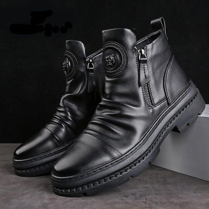 Men’s Classic Casual Side-zip Leather Boots