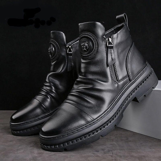 Men’s Classic Casual Side-zip Leather Boots