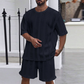 Enfärgad stickad kortärmad och shorts Sport Set