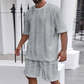 Enfärgad stickad kortärmad och shorts Sport Set