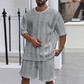 Enfärgad stickad kortärmad och shorts Sport Set