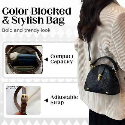 👜 50% RABATT NU! 🎨 Färgblockad Väska – Stilren, Metallhårdvara & Multi-Väg – Handburen eller Crossbody ✨