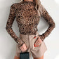 Leopard Mesh Long Sleeve Top