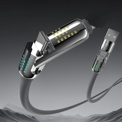 🔌📎 50% RABATT! 4-i-1 snabbladdningsdatakabel med andningsljus – 240W, kompatibel med iPhone & Android, silikon + LED-statusindikator ⚡✨