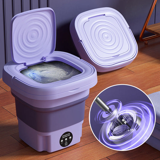 🧹✨ Mini Hopfällbar Tvättmaskin – 8 L kapacitet, 3 hastigheter, tvätt + centrifugering – utrymmesbesparande & portabel. 🏠