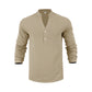 👕 50% RABATT 🌿 | Henley-T-shirt – Premium Linne & Avslappnad Passform