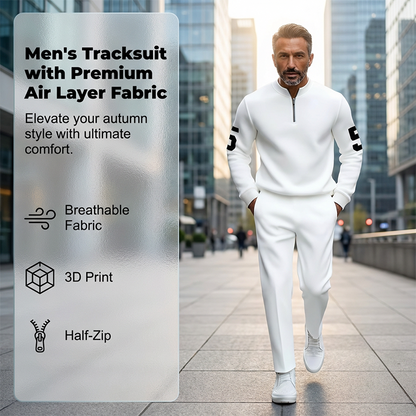 👕 59% REA – Endast under en begränsad tid! 🔥 2-delars Set för Herrar – Halvzips-overdel & Byxa, Sportig & Bekväm Look för Vardagen 👖