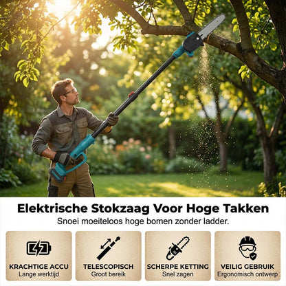 🌞 Vårerbjudande: 50% rabatt! 🔥 2-i-1 Batteridrivet Stagsåg & Handsåg | Säker beskärning utan stege | 21V batteri