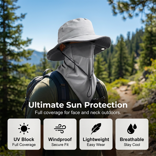 ☀️【 Limiterat: –50 % – köp fler, få bättre pris】 En ventilerad fiskarhatt👒 med avtagbart ansiktsskydd – superpraktisk!