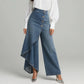 Asymmetriska omlottjeans 👖 Kombinera culottes och byxor, hög midja för att förlänga benen, vida och böljande, med diagonalt placerade knappar – förvandla dig omedelbart till en fashionista! ✨