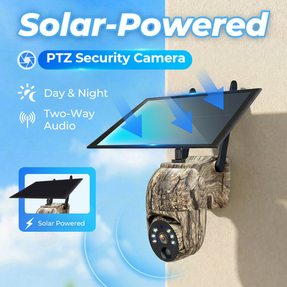 🎥Trådlös solcellsdriven säkerhetskamera💎Förhandsgranskning i realtid i 2K HD, 360° panoramavy, utan Wi-Fi, fjärrstyrning via app, vattentät, rörelsedetektering, mörkerseende, lämplig för utomhusbruk