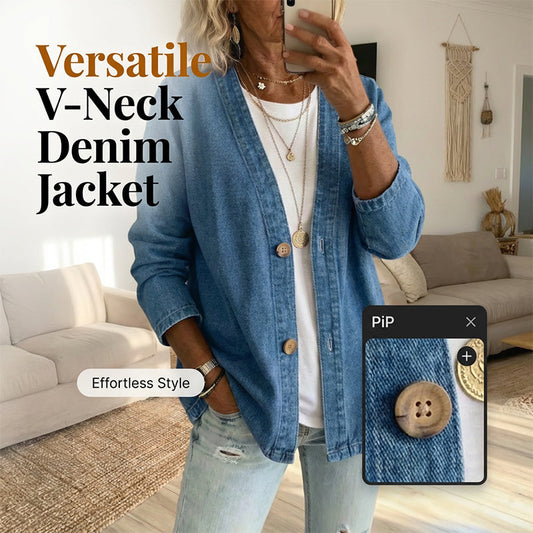 ✨Rea - 55% rabatt✨Klassisk jeansjacka med knappar fram för dam