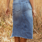 🔥 60% RABATT på utvalda produkter🎉Damkjol i hög midja med slitningar i denim