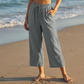 👖 50% RABATT NU!☁️ Dam Capri Byxor – Resår midja & Andningsbar – Casual Sommar Essential ✨