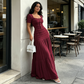 👗 BEGRÄNSAD TID: 50 % RABATT! ✨ Klänningsset för dam med fyrkantig halsringning – skrynkligt tyg, lager-på-lager-kjol, elegant 🍷