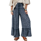 👖【Begränsat antal – 50 % rabatt + fri frakt】👄Dambyxor med leopardmönster, volangkant och vida ben
