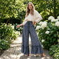 👖【Begränsat antal – 50 % rabatt + fri frakt】👄Dambyxor med leopardmönster, volangkant och vida ben