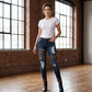 👖Skinny-jeans för dam med leopardmönster och slitningar