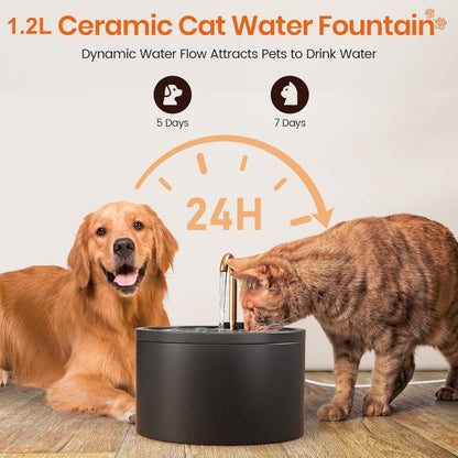 📦【 Limiterad 50 % rabatt + fri frakt】🐱 💧 Keramisk vattenfontän för husdjur med kran – fräscht vatten hela dagen