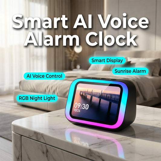 【⏰Begränsat antal – 50% rabatt】🧠🔥 Smart väckarklocka med AI-röstassistent – prata med din klocka, ställ in larm, väder & mer 🗣️⏰