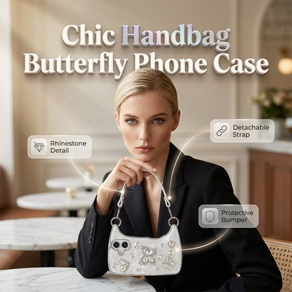 📱 TIDSBEGRÄNSAD 50% RABATT! ✨ 3D Fjäril Handväska Telefonfodral – Strass, Avtagbar Rem, Stötsäker 🦋