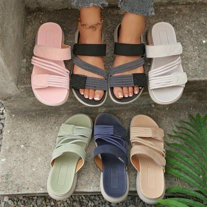 🔥Dämpade platta sandaler med flera remmar